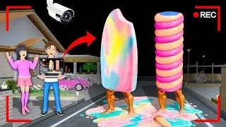 Yuta Mio Panik CCTV Merekam Anomali ES KRIM PADDLE POP RAINBOW di Depan Rumah😱 | Sakura School