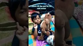 Wait till the end for his cute reaction 😍#funnyshorts #babyfunny #raayan   #dhanush #trendingaudio