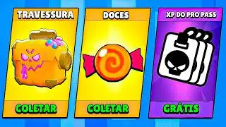 DOCES GR&Aacute;TIS! XP GR&Aacute;TIS + CAIXA DE TRAVESSURA E SKINS DO HALLOWEEN NO BRAWL STARS