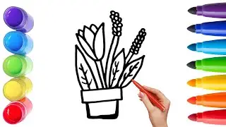 How To Draw cute flower Drawing, Painting & Coloring For Kids and Toddlers_ Child Art 🐋🌈🎨