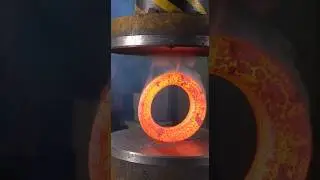 Hot Iron Big O Crushed Under Hydraulic Press 🔥💥 #asmr