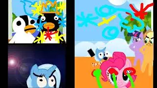 Blue pony  fall in the dog toy and phone into the pool 