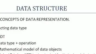 #DATA STRUCTURE(DS)USING C#Basic concepts of data representation#ADT #fundamental& Derived data type