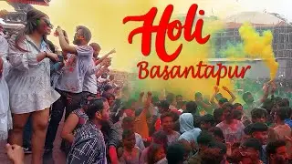 Basantapur Holi || Holi Festival in Nepal || Huge Crowd Holi Celebration