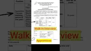 Walk-In Interview Apprentices #govtjobs #apprentice #govtjob #bengaluru #governmentjobs #job