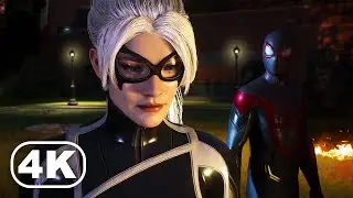 Black Cat & Miles Morales team up and eliminate the Hunters ULTRA 4K 60FPS - MARVEL'S SPIDER-MAN 2