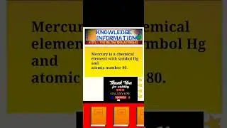 Mercury is a chemical element with symbol Hg and atomic number&nbsp;80.  #subscribeformorevideos