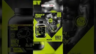 WHEY PROTEIN SOCIAL MEDIA POSTER DESIGN || PHOTOSHOP  #graphicdesign #wheyprotein #gym #posterdesign