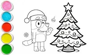 Christmas Tree Bluey Drawing for kids, Painting & Coloring for kids, Toddlers | Let's Draw Together