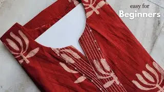 ✨️For Beginners Easy Kurti front Neck Design/ Neck Design cutting and stitching