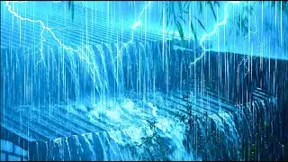 Heal the Soul to Sleep Deeply with Heavy Rainfall & Rumbling Thunder on a Metal Roof in the Forest