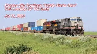 Kansas City Southern &lsquo;Safety Starts Here&rsquo; Unit Leading CP 118 East! (7/11/2024)