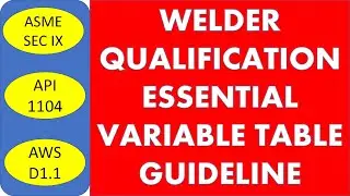 Welder Qualification essential Variable table guideline  -ASME Sec IX/API 1104/AWS D1. 1