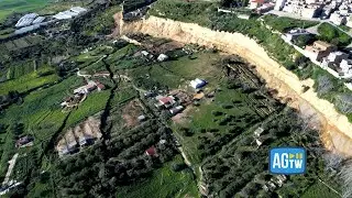 Niscemi, si estende la frana. Le immagini dal drone sui campi agricoli spezzati
