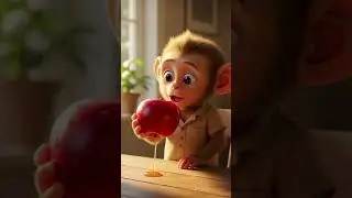 🥰cute monkey baby eat apples 🍏🙈 shorts