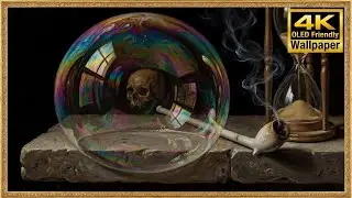 Samsung Frame TV Art 4K - Vanitas Skull & Bubble - Dark Philosophical Vibe
