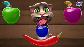 talking tom eating a colourful apple 🍎 and chilli's 🌶️ || #cartoon #talkingtom #funny #shorts