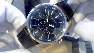 Men's Brown Citizen Eco Drive Multifunction Dress Watch BU2013 08E