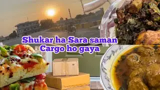 Sara saman cargo hogaya | Dina city ki jalebi | lunch ma bindi chicken | Dinner shaky’s Pizza k Sath