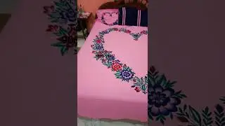 #shorts hand-painted bedsheet #handpainteddressmaterial #bedsheetpainting #flowers #youtubeshorts