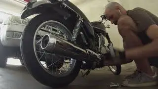 Yamaha SR400 - Omega Megaphone Exhaust Sound & Install - WARNING read comments