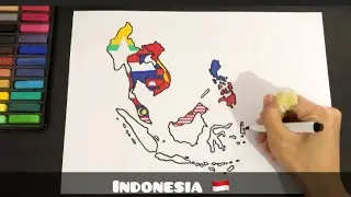 Drawing flag map of Southeast Asian #asean #flagmap