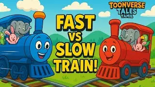 The Fast & Slow Train | Fun Learning Song for Kids | Train & Animal Cartoon Rhyme