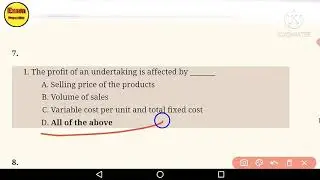 Part 1|| MCQ of Marginal costing and break even analysis|| Management Accounting