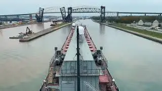 Time Lapse - Ship navigating the St Mary&rsquo;s River through the Soo Locks