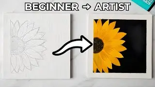 Easiest Way to Paint Sunflower with Acrylic Paints | Beginner Tutorial | Artis Art Studio