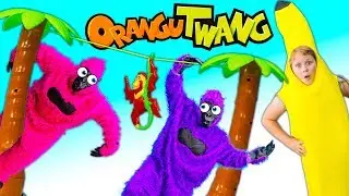 Orangutwang Family Game with the Assistant and the Pretend Play Gorillas and Waggles too!