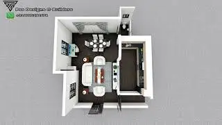 20*30 studio type interior with kitchen|#2d #3d #home #trend #shorts #reels #insta #online #love #4k