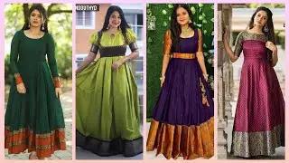 Latest Silk Gown Design Ideas 2024//Saree Pattern Long Gown Dress Designs//Long Gown Designs