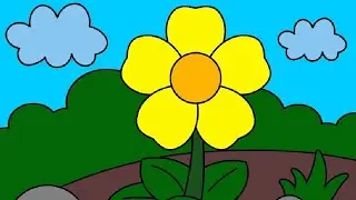 Cute Flower Garden Scene | Easy Coloring Page for Kids