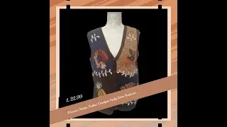 Womens Vintage Knitted Cardigan Funky Retro Knitwear Floral Design Large