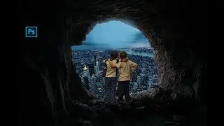How to composite the cave photo manipulation scene effects in Photoshop cc 2019.