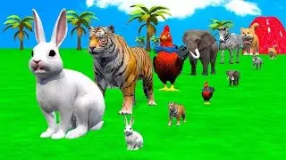 5 Giant Duck Cartoon Cow Elephant Tiger Dinosaur Paint Wild Animals Crossing Fountain Animation t346