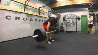 7 Deadlift; 5 Hang Power Cleans; 3 Front Squats; Rest 90sec x4 Rounds - Round 3 @ 185 lbs