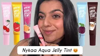 *NEW* Nykaa Cosmetics Aqua Jelly Tint Full Review😍✅#nykaacosmetics #lipandcheektint #nykaa #liptint 