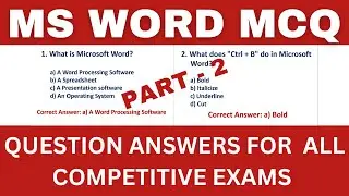 MS Word MCQ Part 2 | MS Word question answers for competitive exams | MCQ on MS Word