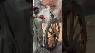 How Making a Wooden Hand Cart Wheel with Many Years of Experience