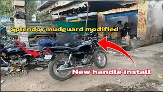 Splendor back mudguard modified and new handle install .. #repairing #modificition #mudguard 
