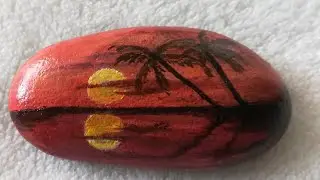 Stone or Rock painting | peaceful lake beautiful sunset | Step by step acrylic painting