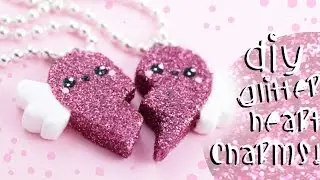 ♡ DIY GLITTER BFF Heart Charms!! - In Polymer Clay ♡ | Kawaii Friday