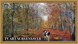 Rustic Fall Autumn Forest Landscape | Gold Frame TV Art | Vintage Wall Art Screensaver 4K