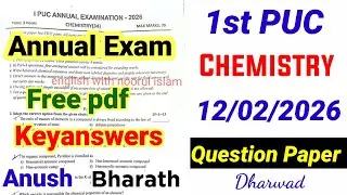 1st PUC Chemistry Annual Exam Question Paper 2026 with Answers karnataka Board