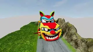 TRANSPORTING PIXAR CARS & FRUITS WITH COLORED & JOHN DEERE vs CLAAS vs TRACTORS - BeamNG.drive #983