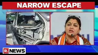 BJP Leader Khushbu Sundar's Car Meets With Accident Enroute Vel Yatra; Escapes Unhurt