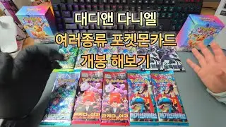아빠와 아들 같이  포켓몬카드 여러종류 까기