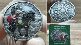 GENGHIS KHAN Legendary Warriors 1oz Silver Coloured Medal 2024